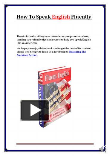 How To Speak English Fluently Presentation Free To Download