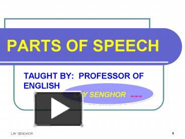 PPT – PARTS OF SPEECH PowerPoint presentation | free to download - id ...