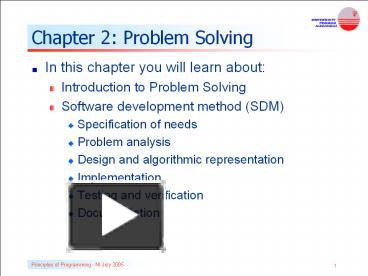 PPT – Chapter 2: Problem Solving PowerPoint presentation | free to view ...