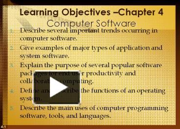 PPT – Learning Objectives Chapter 4 Computer Software PowerPoint ...