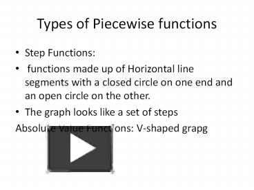 PPT – Types of Piecewise functions PowerPoint presentation | free to ...
