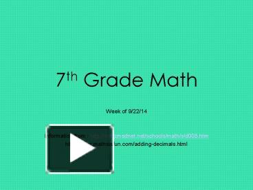 PPT – 7th Grade Math PowerPoint presentation | free to view - id ...