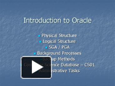 Introduction to Oracle presentation | free to download