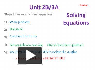 Steps to solve any linear equation: presentation | free to download