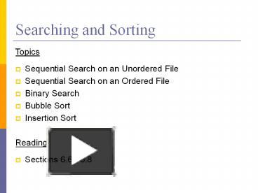 PPT – Searching and Sorting PowerPoint presentation | free to download ...