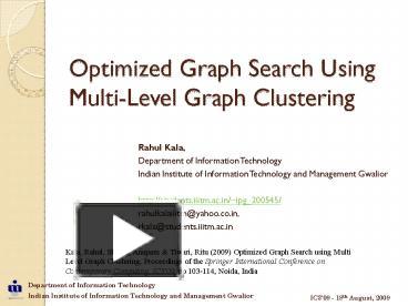PPT – Optimized Graph Search Using Multi-Level Graph Clustering ...