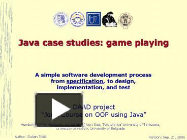 Java case studies: game playing presentation | free to download