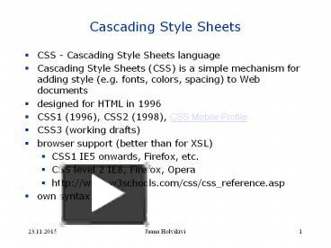 Cascading Style Sheets presentation | free to view