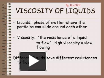 VISCOSITY OF LIQUIDS presentation | free to view