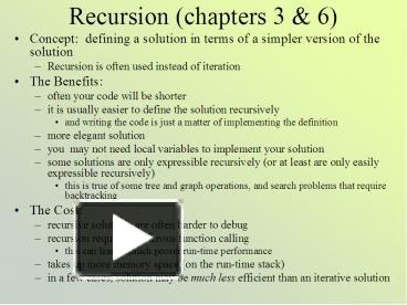 PPT – Recursion chapters 3 PowerPoint presentation | free to view - id ...