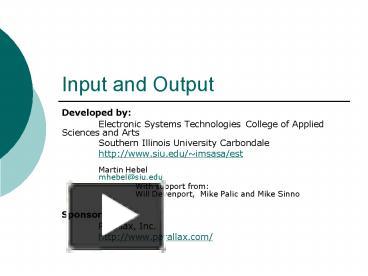 Input and Output presentation | free to download