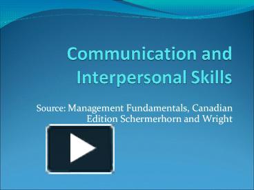 Communication and Interpersonal Skills presentation | free to view