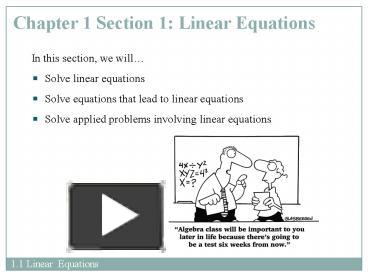 1.1 Linear Equations presentation | free to view