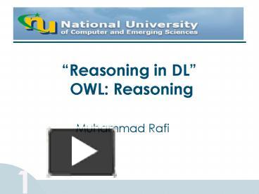 PPT – Reasoning in DL OWL: Reasoning PowerPoint presentation | free to ...