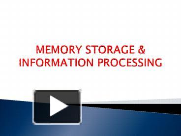 PPT – MEMORY STORAGE PowerPoint presentation | free to view - id ...