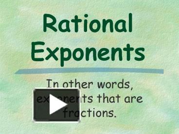 PPT – Rational Exponents PowerPoint presentation | free to view - id ...