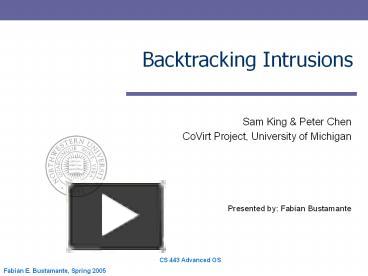 PPT – Backtracking Intrusions PowerPoint presentation | free to ...