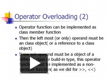PPT – Operator Overloading (2) PowerPoint presentation | free to view ...