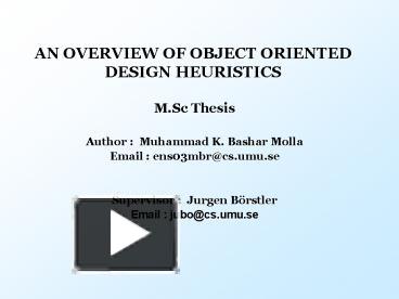 PPT – AN OVERVIEW OF OBJECT ORIENTED DESIGN HEURISTICS PowerPoint ...