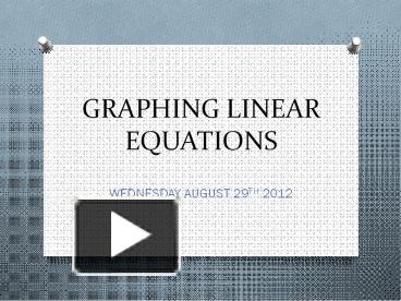 GRAPHING LINEAR EQUATIONS presentation | free to view