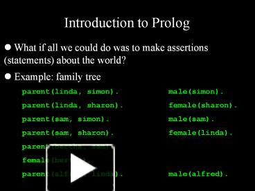 Introduction to Prolog presentation | free to view