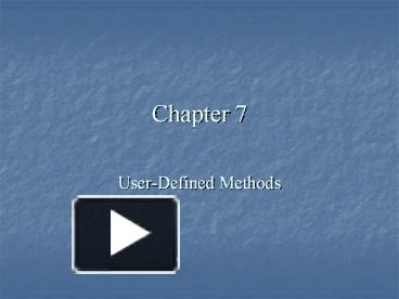 PPT – UserDefined Methods PowerPoint presentation | free to download ...