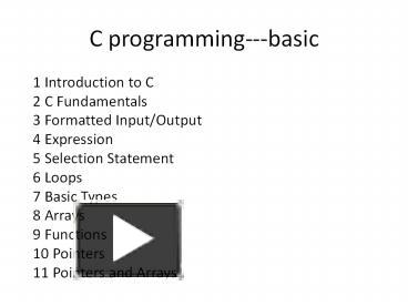 C programming---basic presentation | free to download