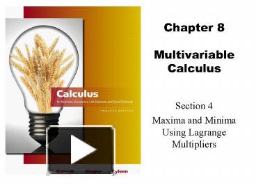 Chapter 8 Multivariable Calculus presentation | free to view
