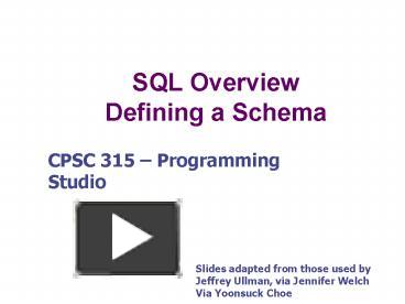 SQL Overview Defining a Schema presentation | free to download