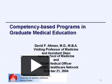 Competency-based Programs in Graduate Medical Education presentation ...