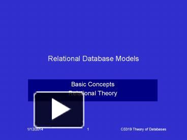 PPT – Relational Database Models PowerPoint presentation | free to ...
