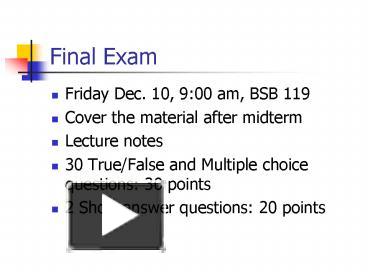 Final Exam presentation | free to view