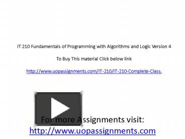 PPT – IT 210 Fundamentals of Programming with Algorithms and Logic ...