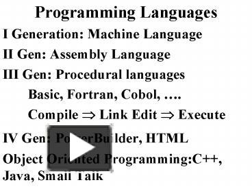 PPT – Programming Languages PowerPoint presentation | free to view - id ...