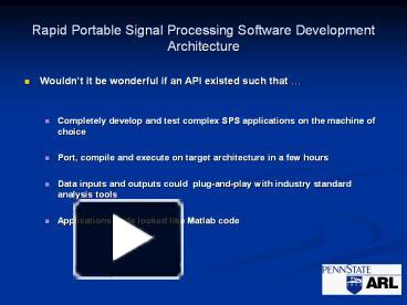 Rapid Portable Signal Processing Software Developmen presentation ...