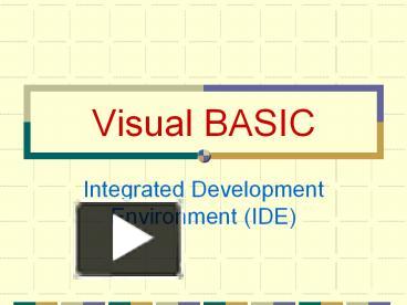 PPT – Visual BASIC PowerPoint presentation | free to view - id: 7e2670 ...