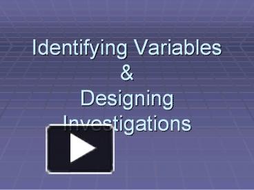 Identifying Variables presentation | free to view