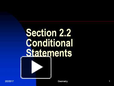PPT – Section 2.2 Conditional Statements PowerPoint presentation | free ...