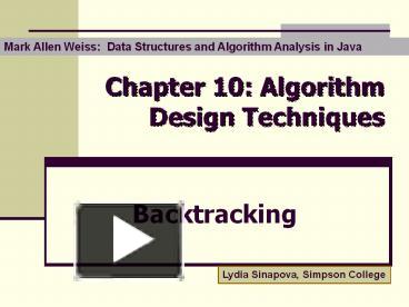 Chapter 10: Algorithm Design Techniques presentation | free to view
