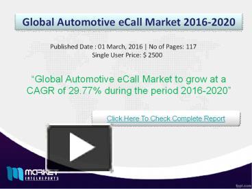 Strategic Analysis on Global Automotive eCall Market 2016-2020 ...