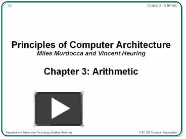 Principles of Computer Architecture Miles Murdocca and Vincent Heuring ...