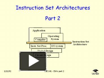 PPT – Instruction Set Architectures Part 2 PowerPoint presentation ...