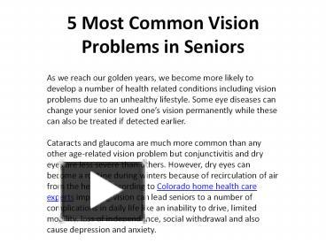 5 Most Common Vision Problems in Seniors presentation | free to download