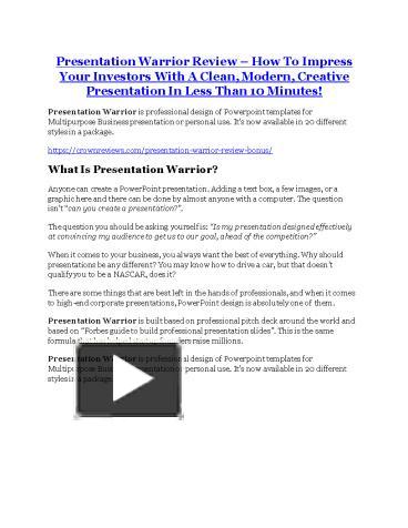 PPT – Presentation Warrior review & Presentation Warrior (Free) $26,700 ...