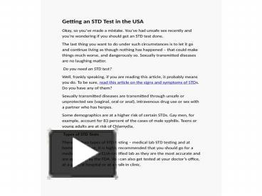 PPT – Getting an STD Test in the USA PowerPoint presentation | free to ...