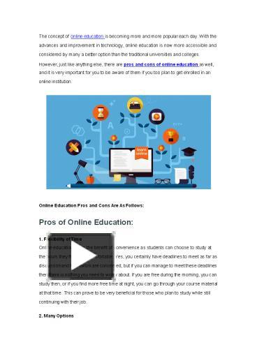 The Pros and Cons of Online Education presentation | free to download