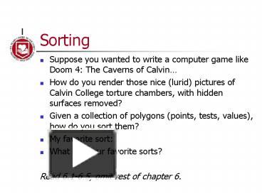 PPT – Sorting PowerPoint presentation | free to download - id: 8a22-MGU1N