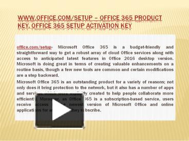 PPT – www.office.com/setup – Office 365 Product Key PowerPoint ...