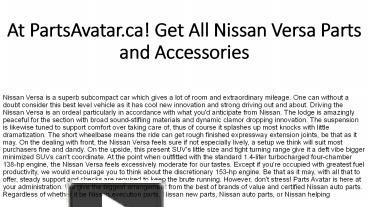 Nissan Versa Parts and Accessories Available At Partsavatar ...