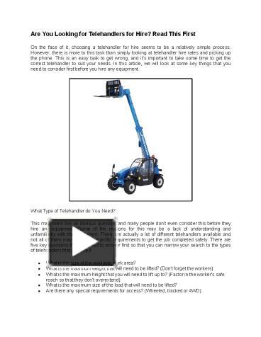PPT – Are You Looking for Telehandlers for Hire? Read This FirstOn the ...